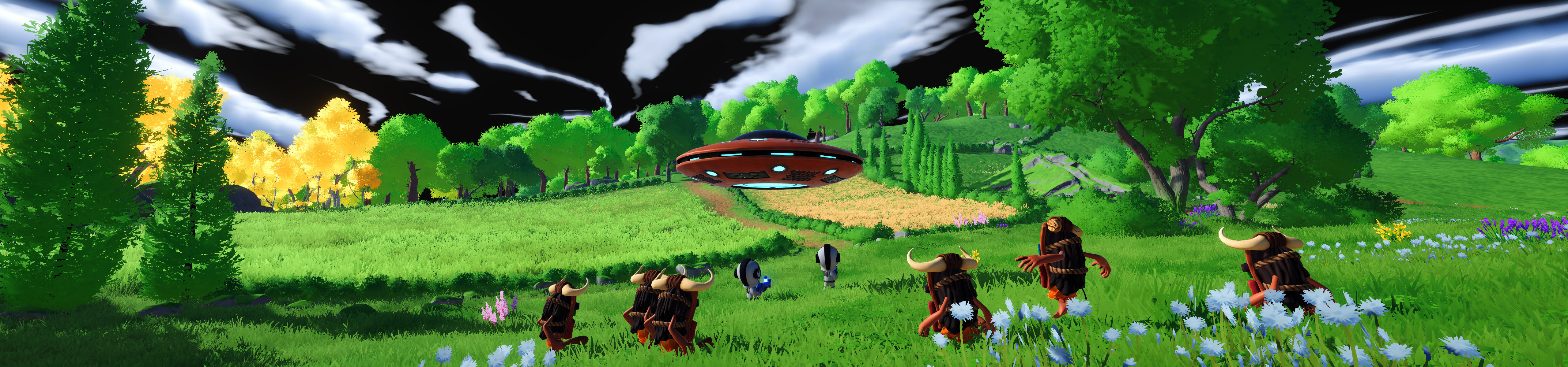 Arcana Futura EU - About - Tribesmen Chasing Astronauts accross a Meadow